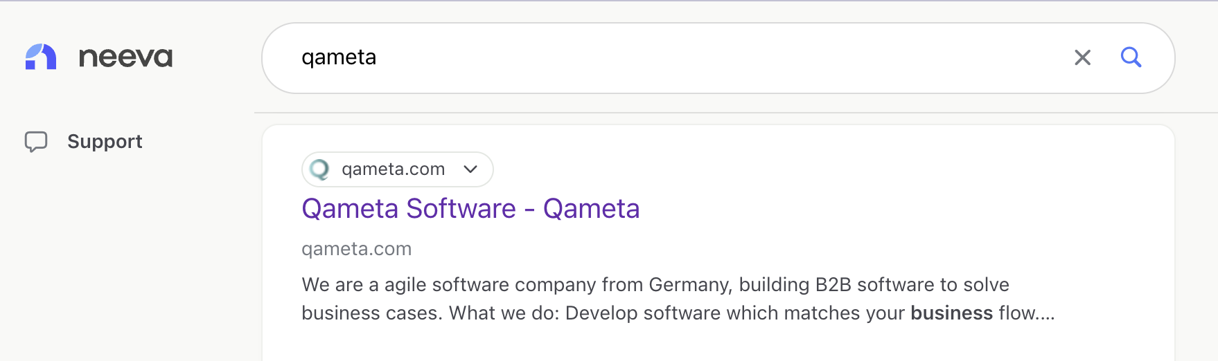 neeva search results for qameta
