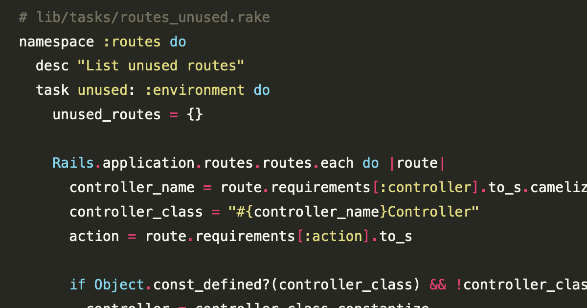 Custom Rake Task: Identify unused routes in Ruby on Rails