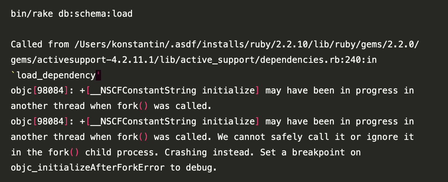 Spring Fork Crash on Ruby on Rails